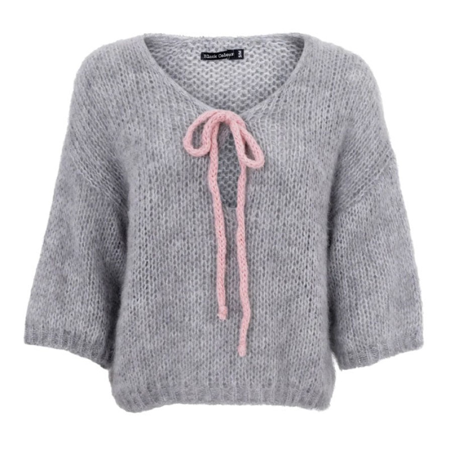 BLACK COLOUR Casey Bow Jumper In Grey/Rose Online