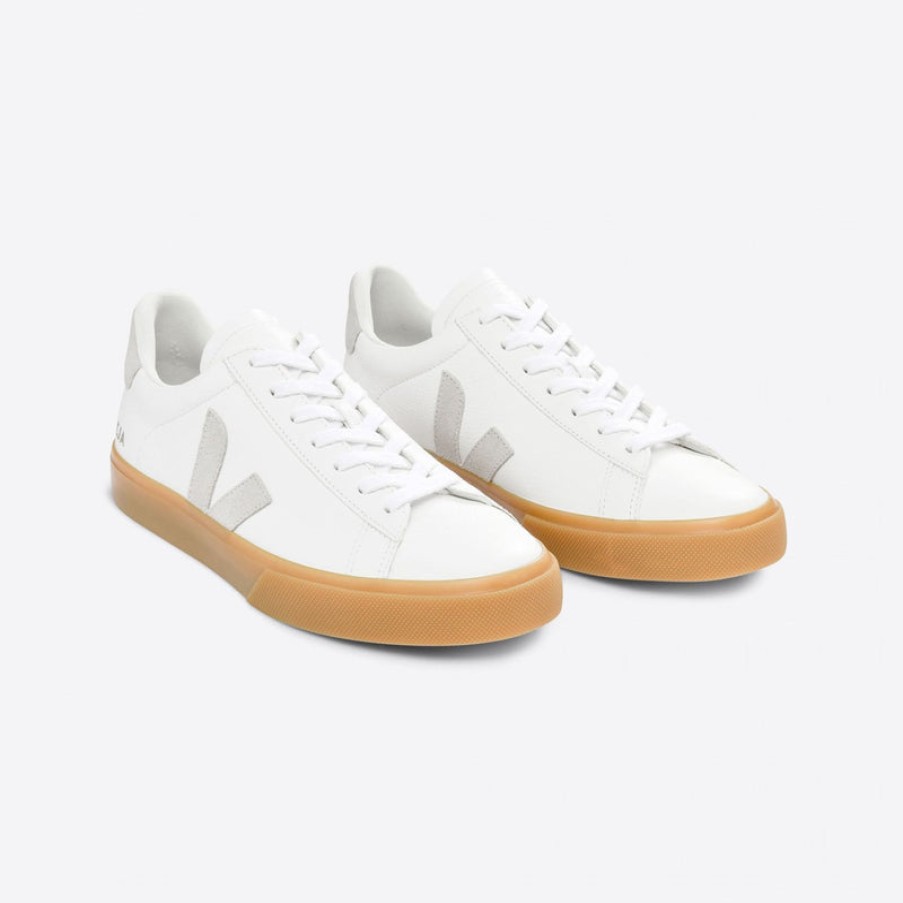 VEJA Mens Campo Chromefree Leather Sneakers In Extra White/Natural | Collen And Clare New