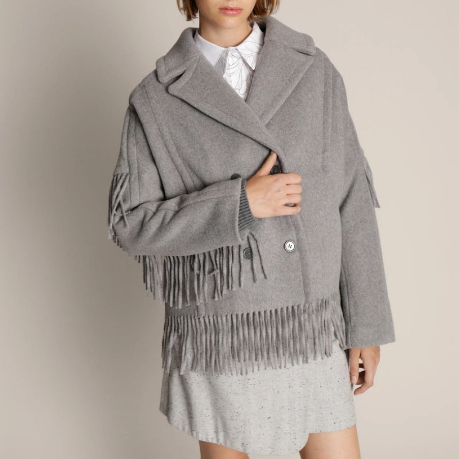 MUNTHE Eximillian Tassel Coat In Grey | Collen & Clare Online