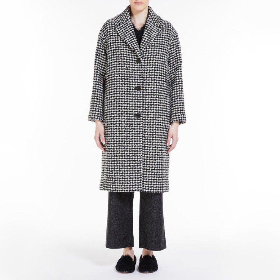 S MAXMARA Brando Houndstooth Coat In Black | Collen & Clare Wholesale