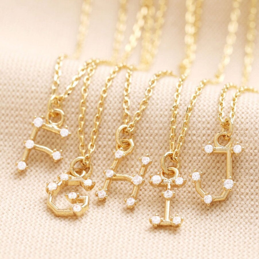 LISA ANGEL H Initial Crystal Constellation Necklace In Gold | Collen & Clare Clearance