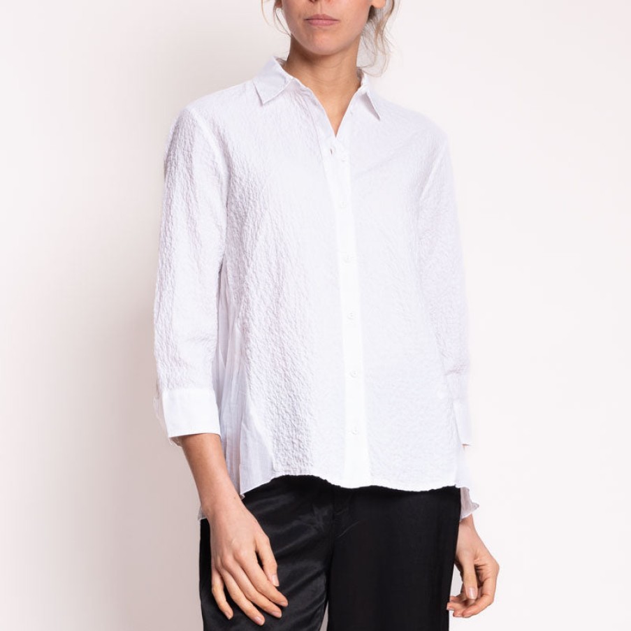 EUROPEAN CULTURE 3/4 Sleeve Layered Blouse In Optical White Wholesale