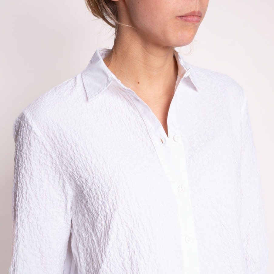 EUROPEAN CULTURE 3/4 Sleeve Layered Blouse In Optical White Wholesale