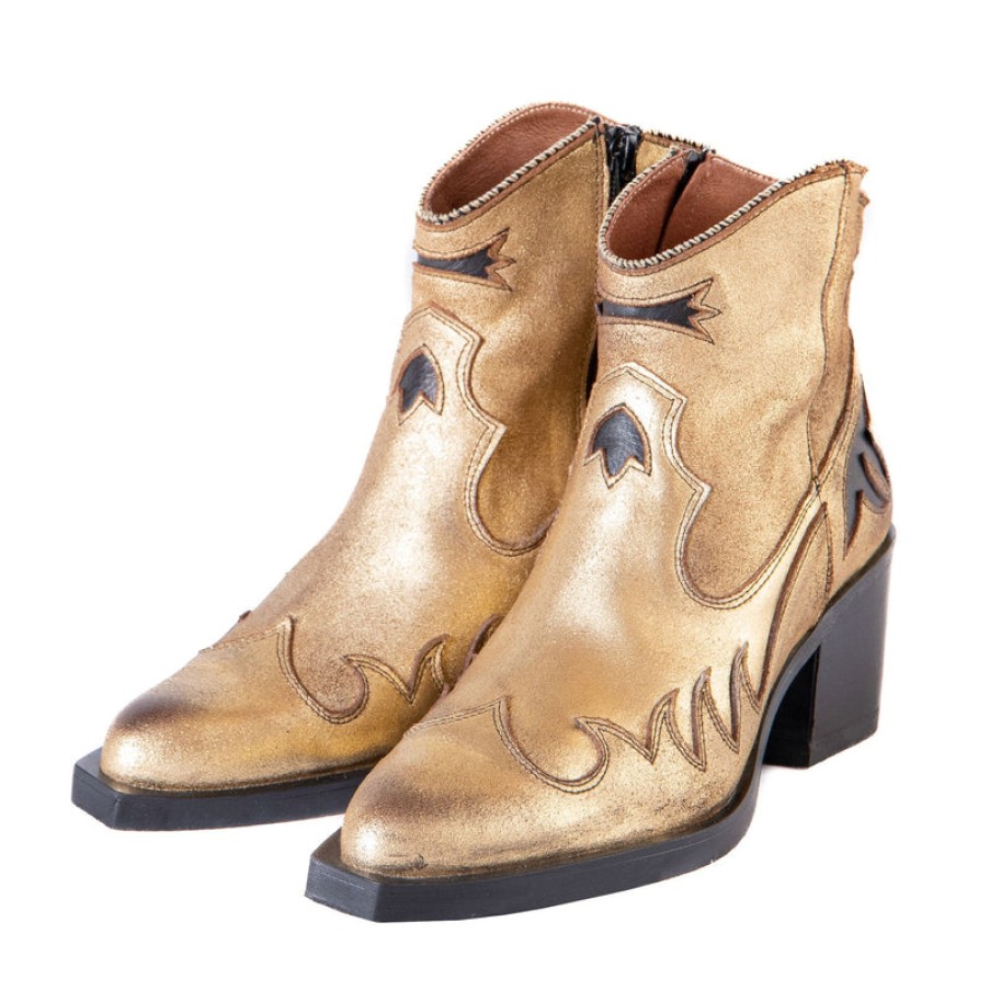 NEMONIC Atlanta Cowboy Boots In Gold Clearance