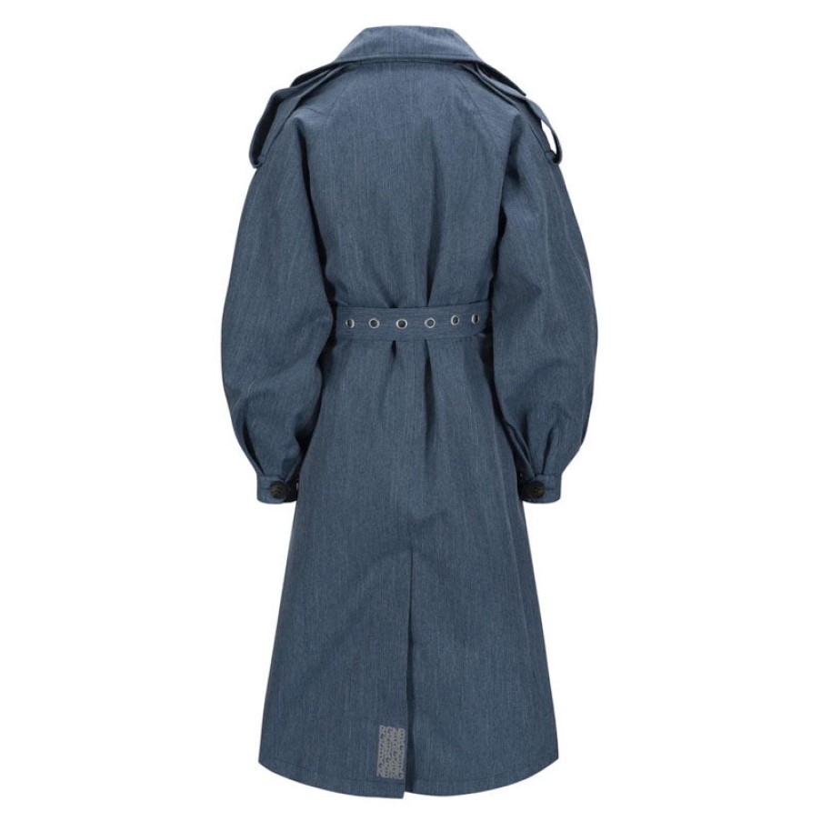 BRGN Duskregn Maxi Trench Coat In Denim Blue Best