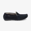 LOAKE Guards Shearling Lined Suede Slippers In Navy Suede | Collen & Clare New