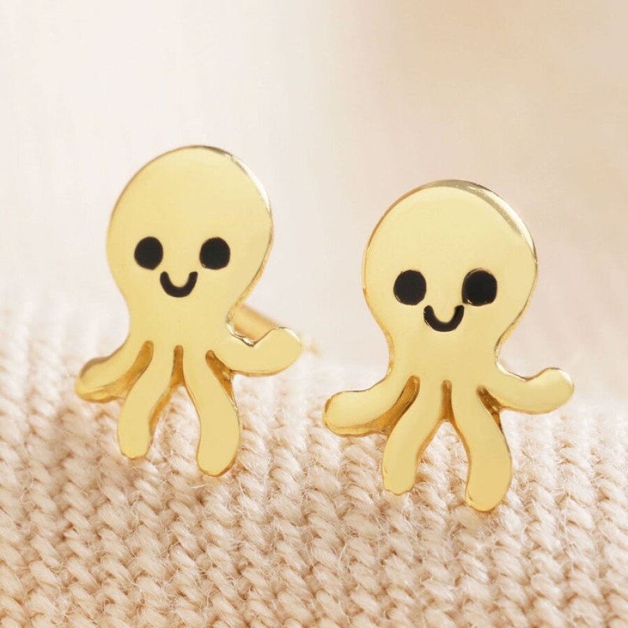 LISA ANGEL Octopus Stud Earrings In Gold | Collen & Clare Wholesale