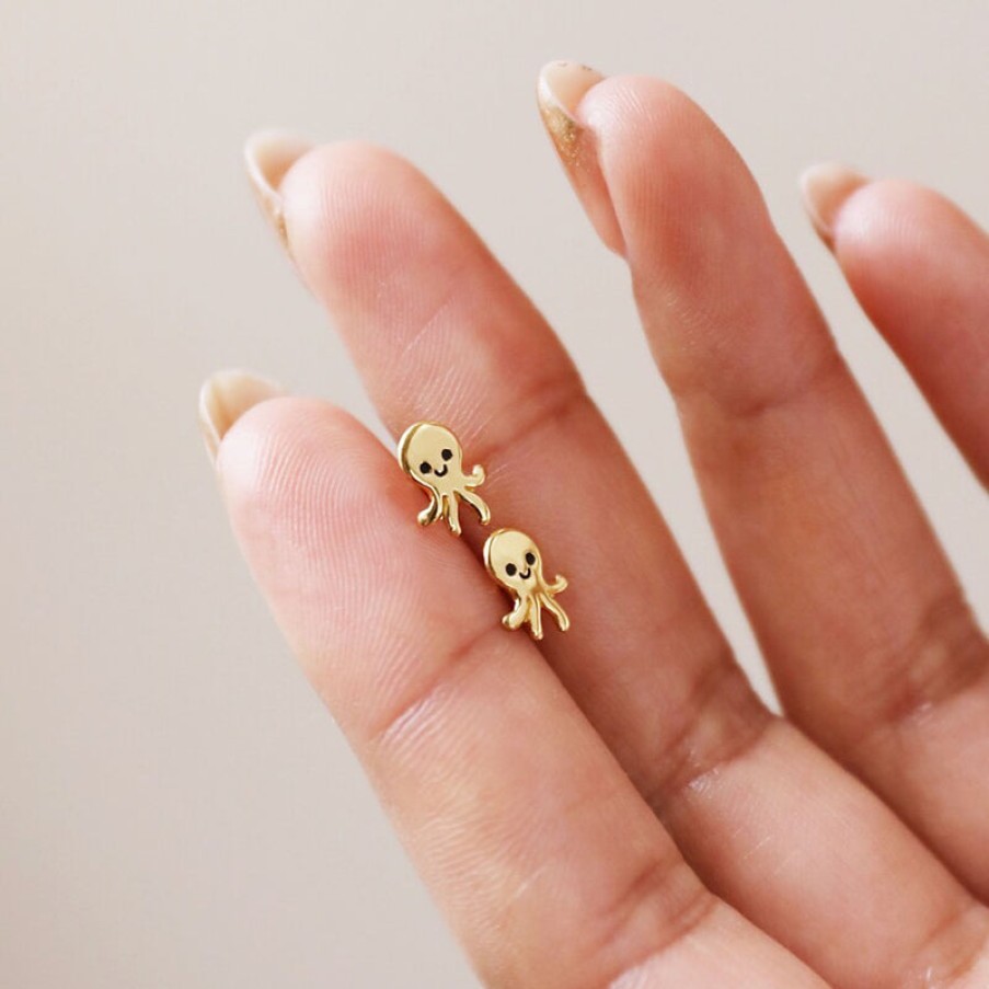 LISA ANGEL Octopus Stud Earrings In Gold | Collen & Clare Wholesale