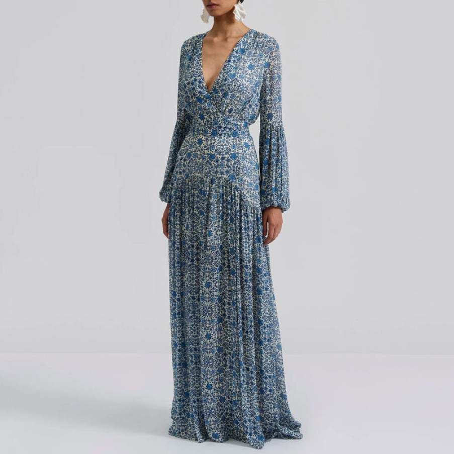 BY MALINA Alicia L/S Maxi Dress In Coastal Florals Clearance