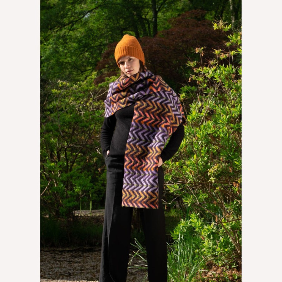 QUINTON & CHADWICK Large Zig Zag Scarf In Lilac/Ginger | Collen & Clare Online