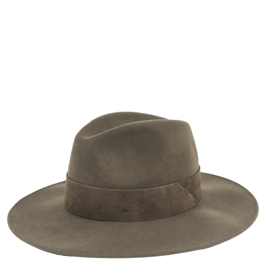 TRAVAUX EN COURS Fedora Wide Brim Hat In Khaki Clearance