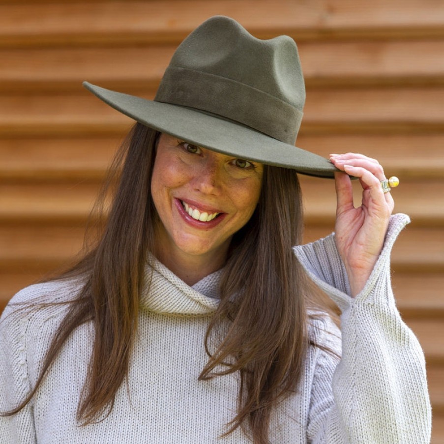 TRAVAUX EN COURS Fedora Wide Brim Hat In Khaki Clearance