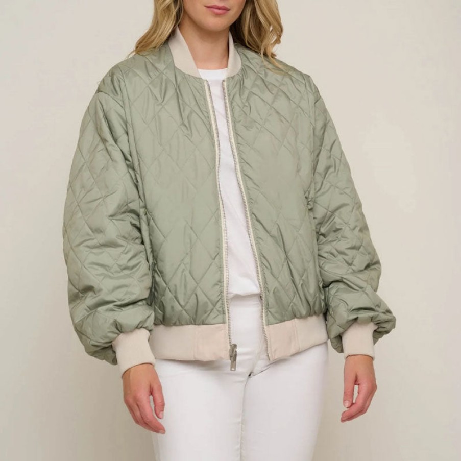 RINO & PELLE Rino & Pelle Elyn Reversible Bomber Jacket In Shell & Sea Moss Wholesale