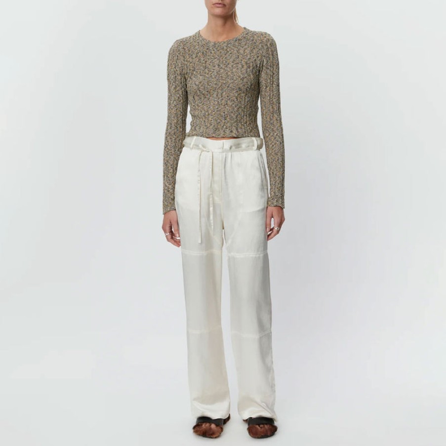 DAY BIRGER ET MIKKELSEN Dina High Shine Blend Trousers In Vanilla Wholesale