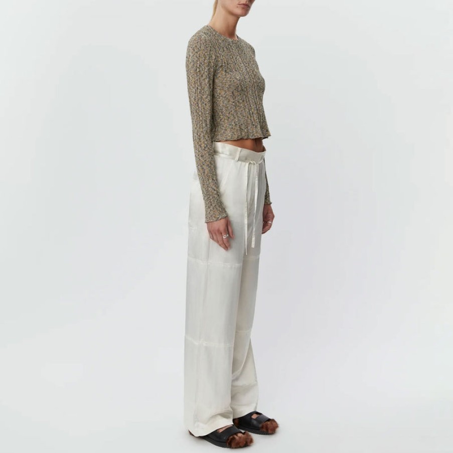 DAY BIRGER ET MIKKELSEN Dina High Shine Blend Trousers In Vanilla Wholesale