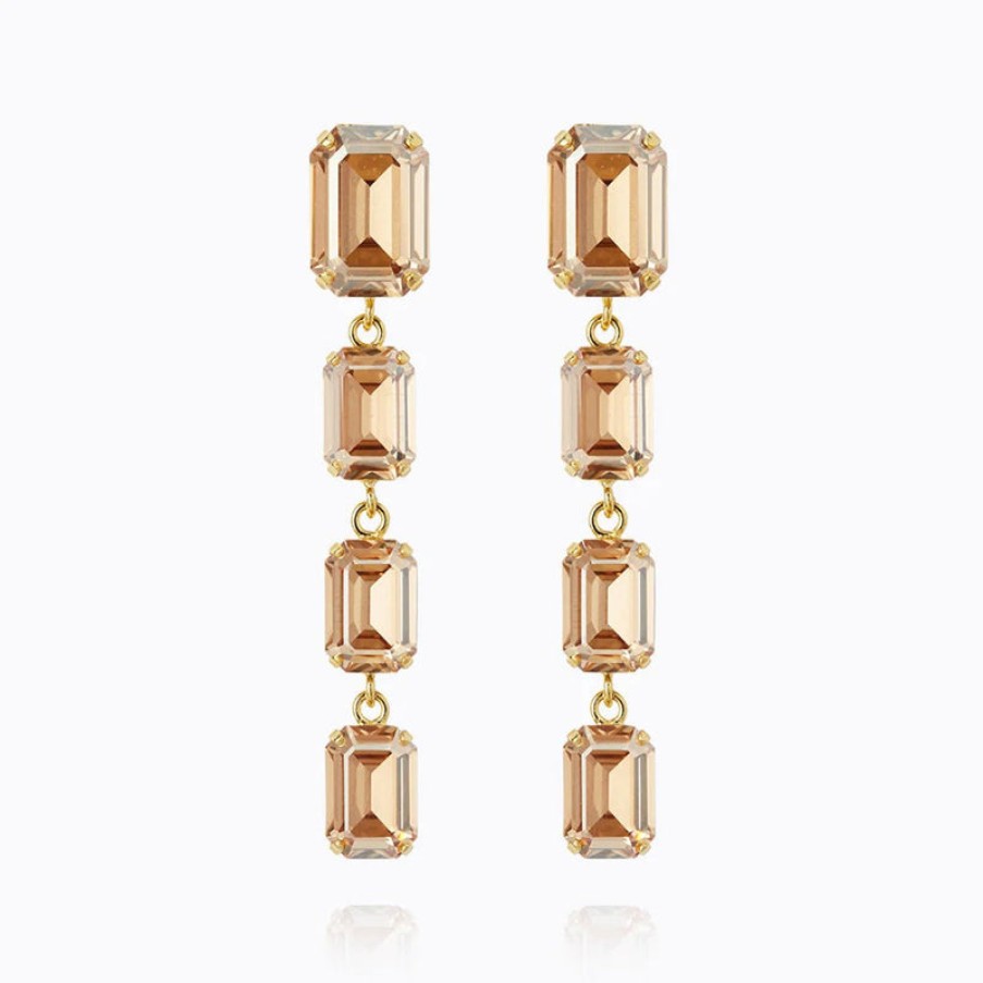 CAROLINE SVEDBOM Lydia Long Golden Shadow Earrings In Gold | Collen & Clare Clearance