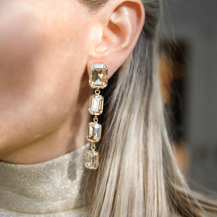 CAROLINE SVEDBOM Lydia Long Golden Shadow Earrings In Gold | Collen & Clare Clearance