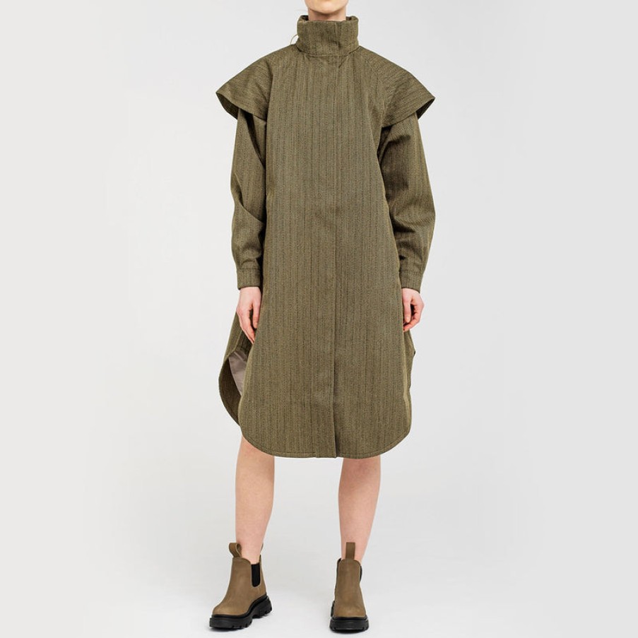 BRGN Tyfon Coat In Green Tweed | Collen & Clare Online