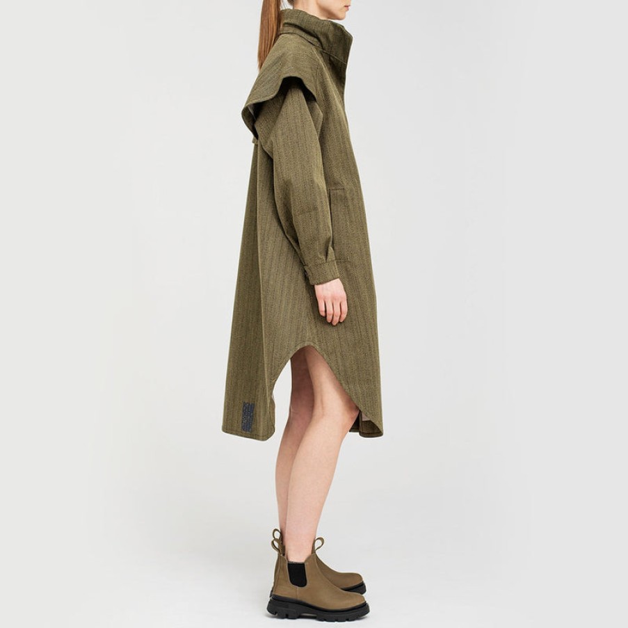 BRGN Tyfon Coat In Green Tweed | Collen & Clare Online