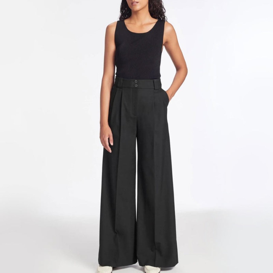 CEFINN Margot Pleated Wide Leg Trousers In Black | Collen & Clare Clearance