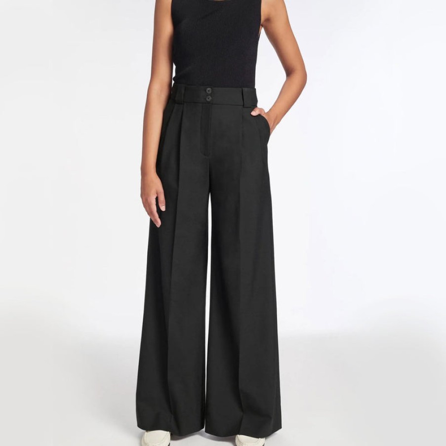 CEFINN Margot Pleated Wide Leg Trousers In Black | Collen & Clare Clearance