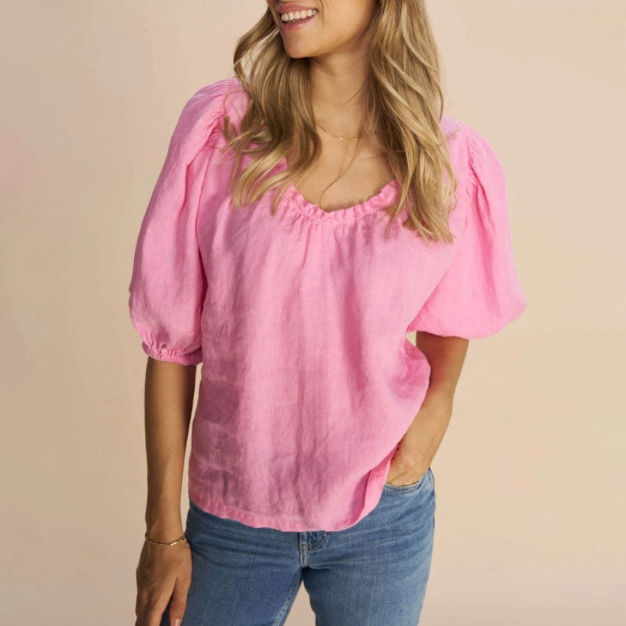 MOS MOSH Mmtaissa Linen Blouse In Begonia Pink Best