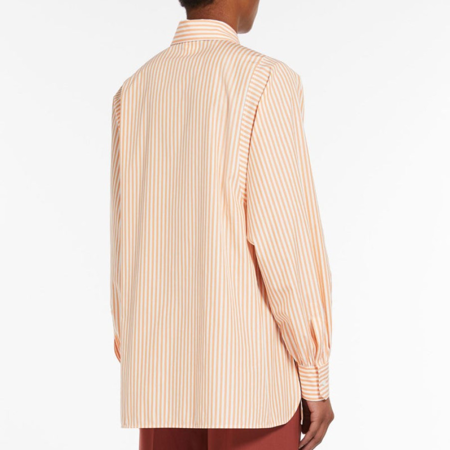 WEEKEND MAXMARA Fufy Striped Cotton Shirt In Orange Clearance