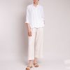 ROSSO35 Embroidered Linen Shirt In White Hot