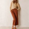 INDI & COLD Linen Wide Leg Pants In Cinnamon Wholesale