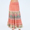 M.A.B.E Dulcie Print Skirt In Coral Hot