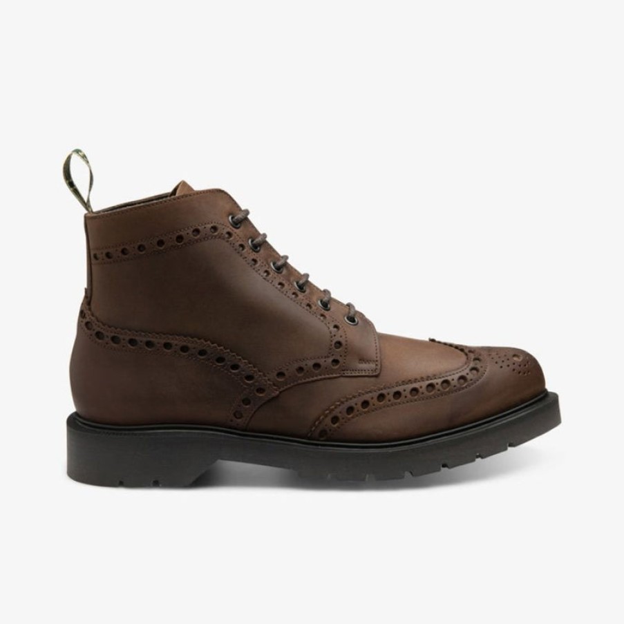 LOAKE Gage Nubuck Brogue Boots In Brown | Collen & Clare Clearance