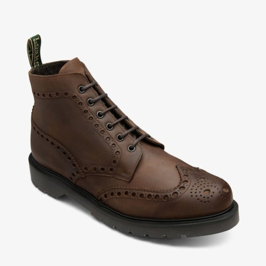 LOAKE Gage Nubuck Brogue Boots In Brown | Collen & Clare Clearance