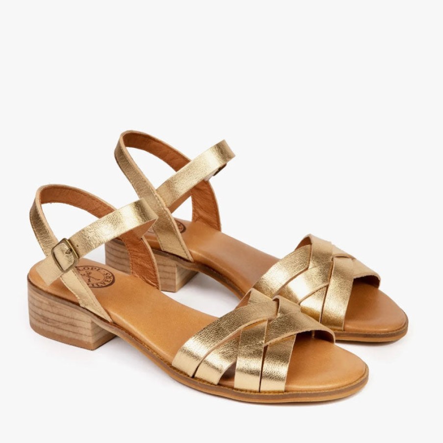 PENELOPE CHILVERS Heeled Shepherdess Metallic Sandals In Gold Wholesale