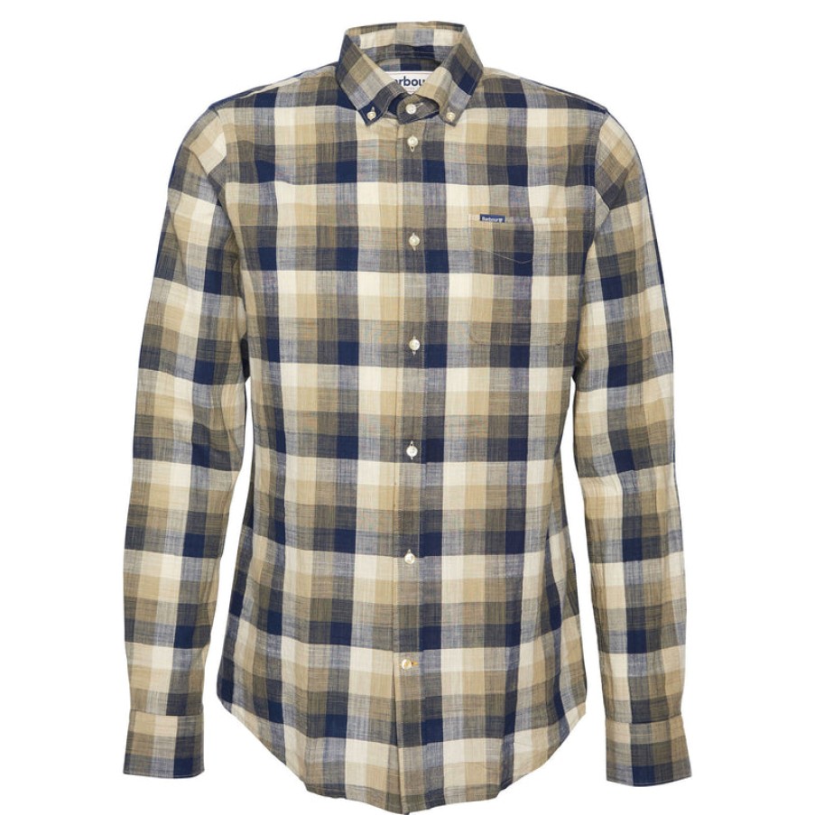 BARBOUR Hillroad Tailored Shirt In Olive Clearance