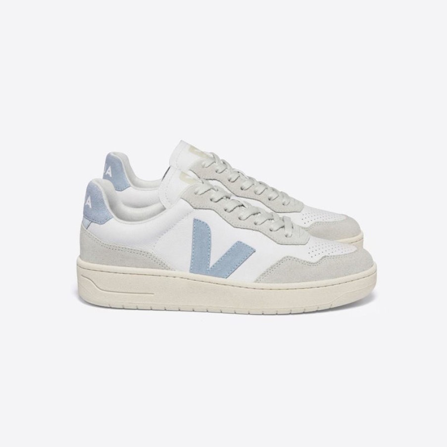 VEJA V-90 Leather Sneakers In Extra White/Steel Online