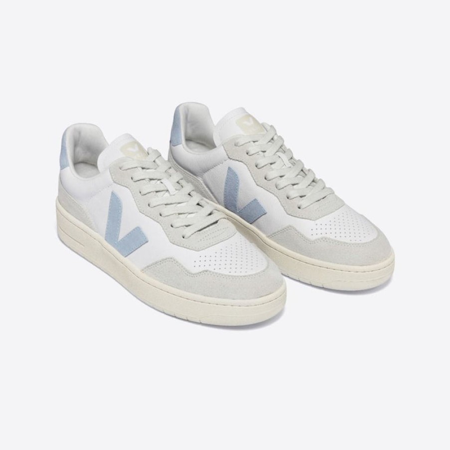 VEJA V-90 Leather Sneakers In Extra White/Steel Online