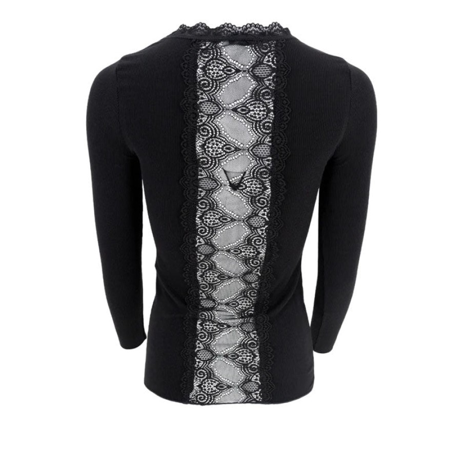 BLACK COLOUR Ivy Rib L/S Top In Black Best