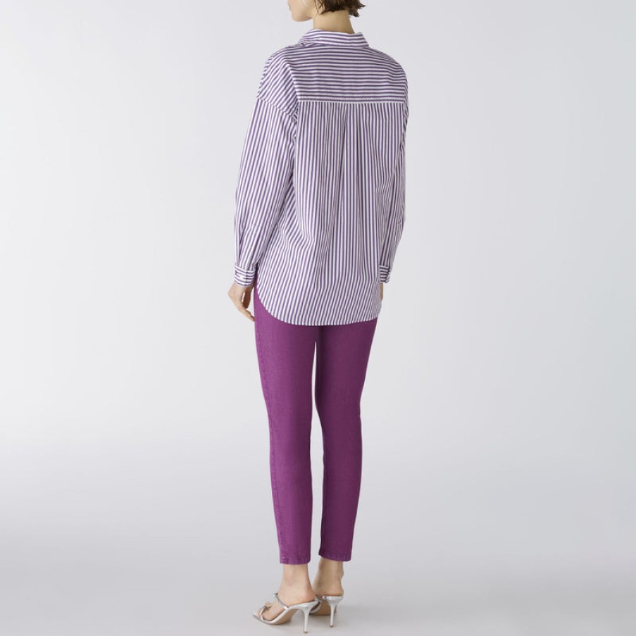 OUI Shirt Blouse In Violet White Clearance