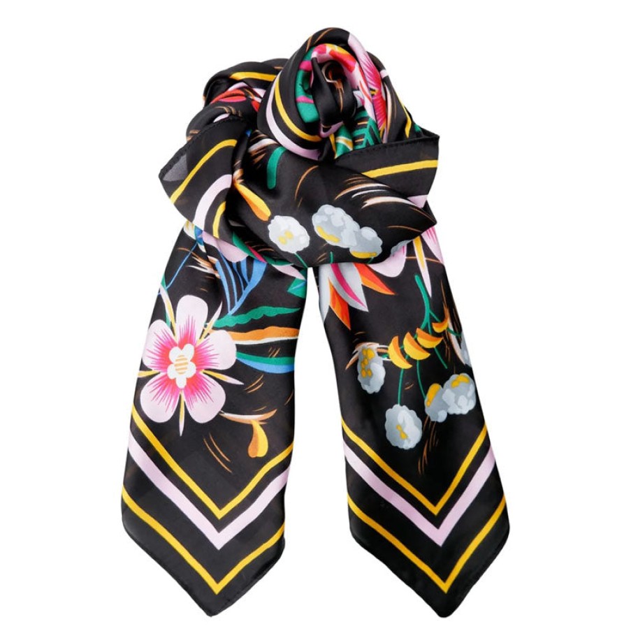 BLACK COLOUR Jasmine Mini Scarf In Black Clearance