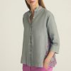 ROSSO35 Embroidered Linen Shirt In Grey/Fuchsia New