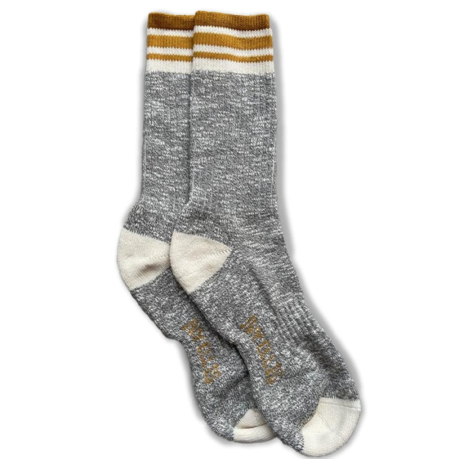 IVY ELLIS Mens Sinclair Slubbed Socks In Grey Marl/Mustard | Collen And Clare Best