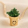 LISA ANGEL Smiling Enamel Face Planter Necklace In Gold | Collen & Clare Best