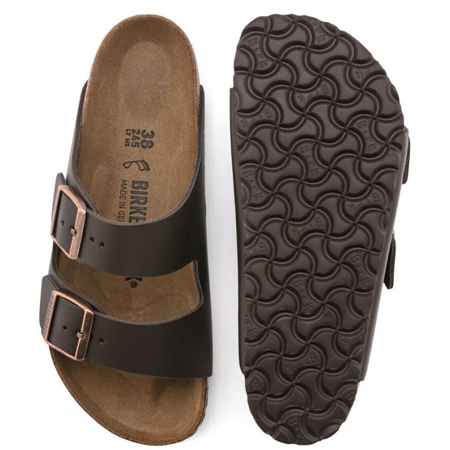 BIRKENSTOCK Arizona Natural Leather Sandals In Dark Brown Best