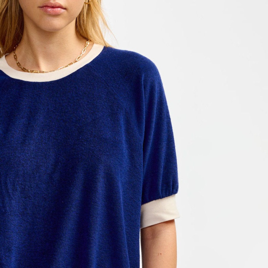 BELLEROSE Bellerose Chila Terry Cotton T Shirt In Navy Hot