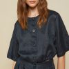 OTTOD'AME Linen Shirt With Drawstring In Blue Hot