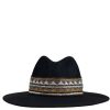 TRAVAUX EN COURS Fedora Wide Brim Hat With Woven Band In Black Online