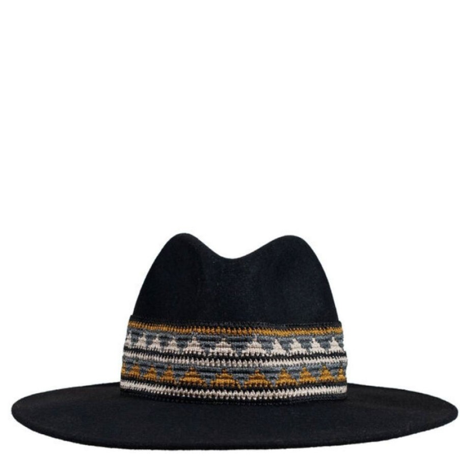 TRAVAUX EN COURS Fedora Wide Brim Hat With Woven Band In Black Online