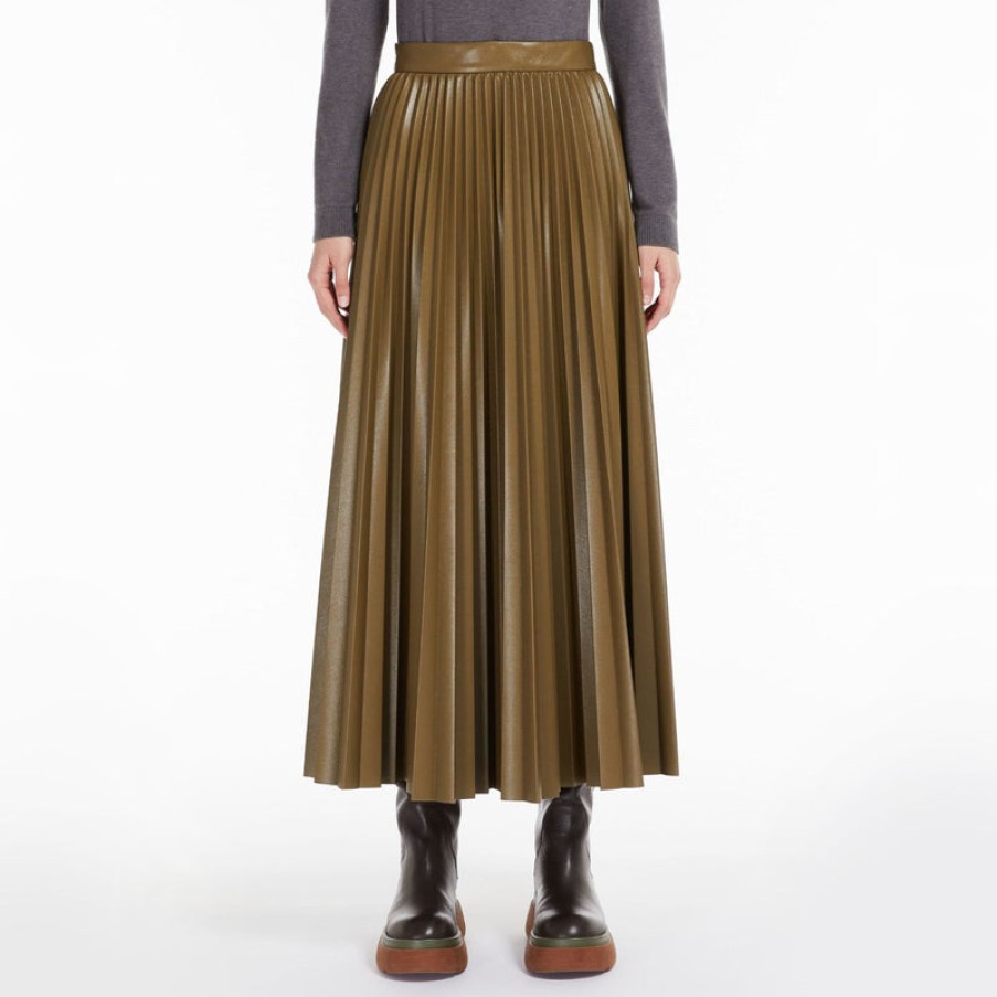 WEEKEND MAXMARA Newport Pleated Skirt In Khaki | Collen & Clare Online