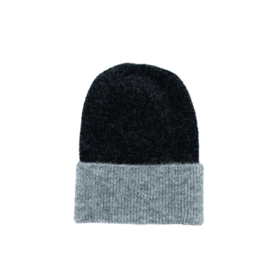 BLACK COLOUR Ginger Colour Block Beanie Hat In Dark Grey | Collen & Clare Wholesale