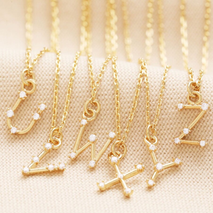 LISA ANGEL Y Initial Crystal Constellation Necklace In Gold | Collen & Clare New